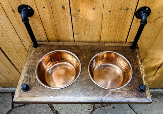 Copper Bowl Dog Feeder
