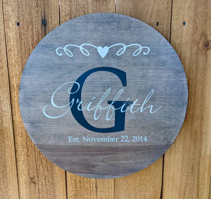 Family Last Name Sign for Personalized Wedding Gift, Farmhouse Decor Established Sign, Custom Wood Sign Engagement Gift, Wooden Name Sign