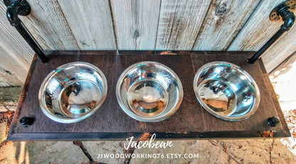 Elevated 3 Bowl Dog Feeder