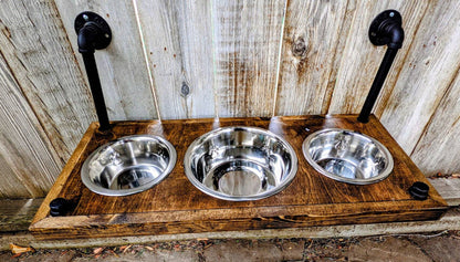 Elevated 3 Bowl Dog Feeder