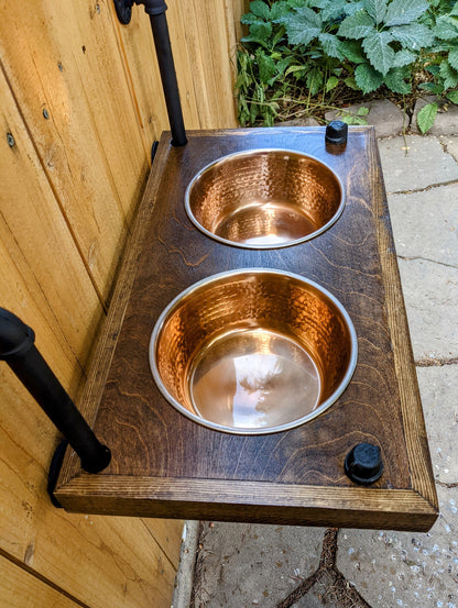 Copper Bowl Dog Feeder