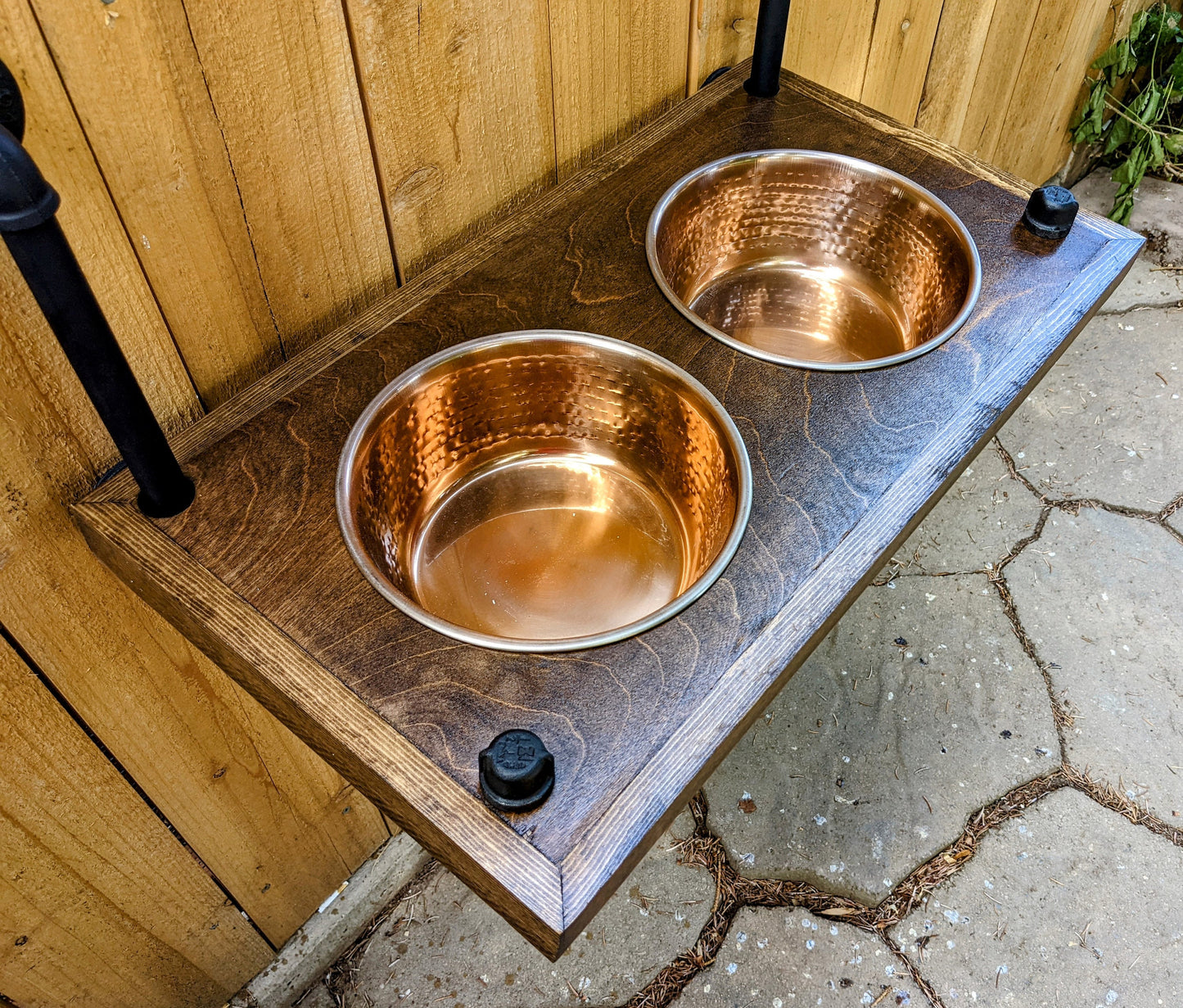 Copper Bowl Dog Feeder