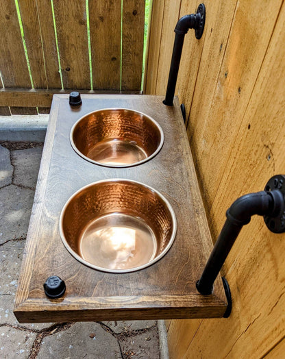 Copper Bowl Dog Feeder